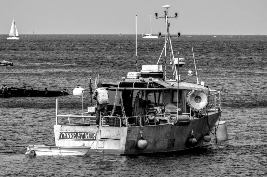 Bateau de peche en mer, illustration de la flottille pour Gaza