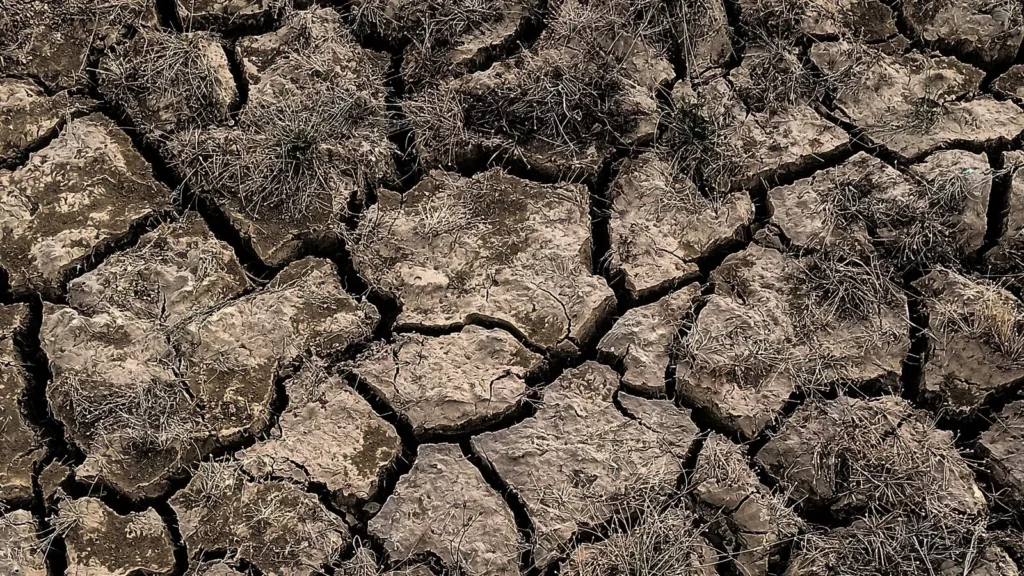 Sol craquelé par la sécheresse, symbole des restrictions d'eau en France en 2026