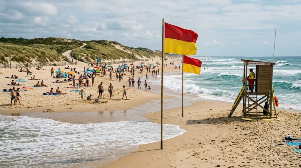 Courants de baïnes et drapeaux de sécurité sur la côte atlantique en août 2026