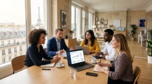 Équipe RH en entreprise à Paris collaborant autour de l'intelligence artificielle