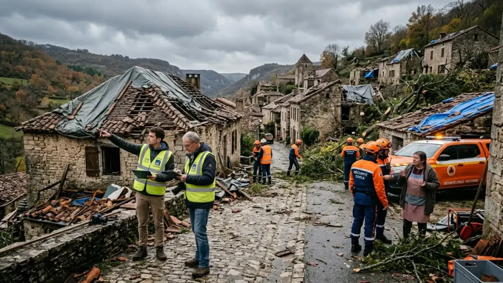 Ciel d'orage spectaculaire avec éclairs et nuages menaçants au-dessus de la campagne française