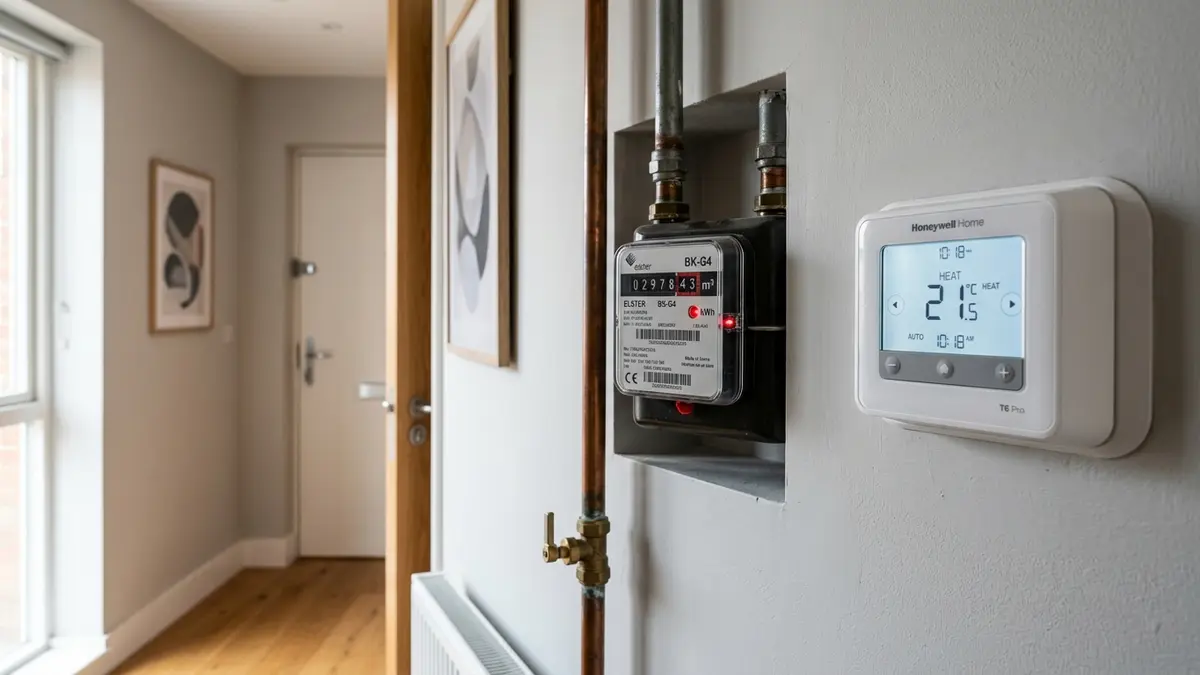 Compteur de gaz naturel et thermostat de chauffage