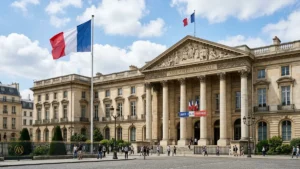 Assemblée Nationale à Paris et Drapeau Français