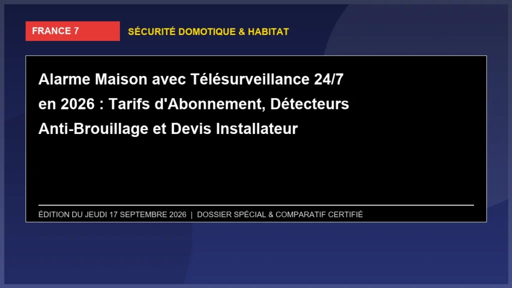 Alarme Maison avec Télésurveillance 24/7 en 2026 : Tarifs d'Abonnement, Détecteurs Anti-Brouillage et Devis Installateur