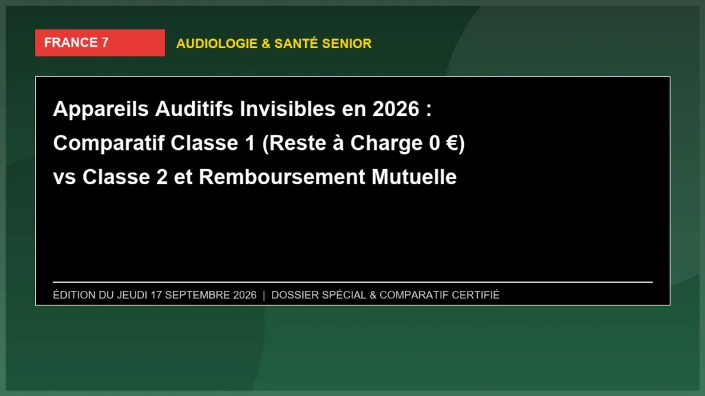 Appareils Auditifs Invisibles en 2026 : Comparatif Classe 1 (Reste à Charge 0 €) vs Classe 2 et Remboursement Mutuelle