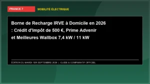 Borne de Recharge IRVE à Domicile en 2026 : Crédit d'Impôt de 500 €, Prime Advenir et Meilleures Wallbox 7,4 kW / 11 kW