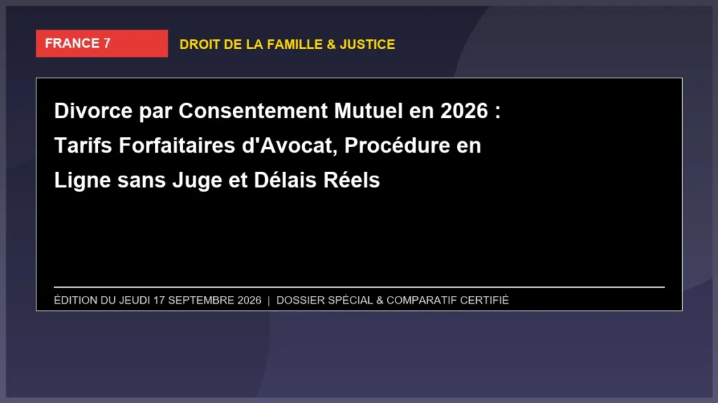 Divorce par Consentement Mutuel en 2026 : Tarifs Forfaitaires d'Avocat, Procédure en Ligne sans Juge et Délais Réels