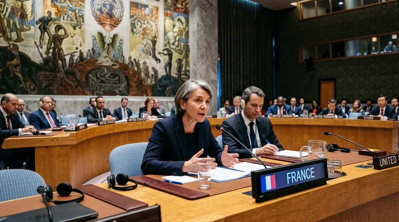La délégation diplomatique française s'exprimant lors de la présidence du Conseil de sécurité de l'ONU à New York en septembre 2026