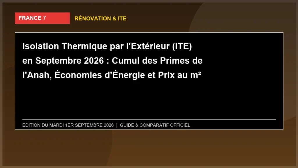 Isolation Thermique par l'Extérieur (ITE) en Septembre 2026 : Cumul des Primes de l'Anah, Économies d'Énergie et Prix au m²