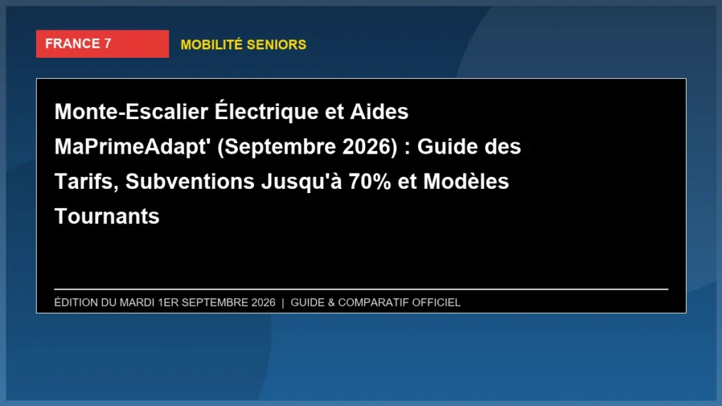 Monte-Escalier Électrique et Aides MaPrimeAdapt' (Septembre 2026) : Guide des Tarifs, Subventions Jusqu'à 70% et Modèles Tournants