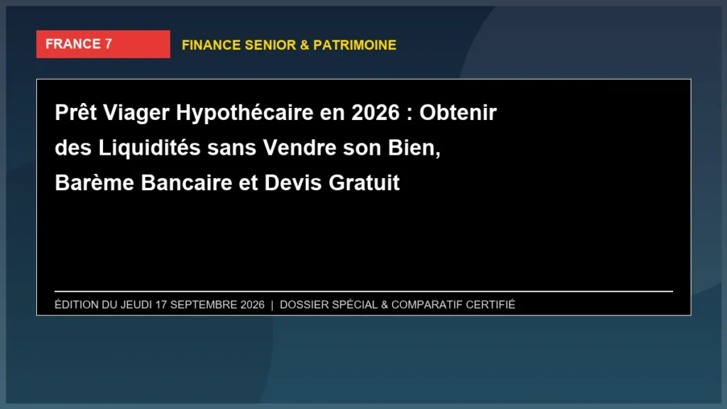 Prêt Viager Hypothécaire en 2026 : Obtenir des Liquidités sans Vendre son Bien, Barème Bancaire et Devis Gratuit