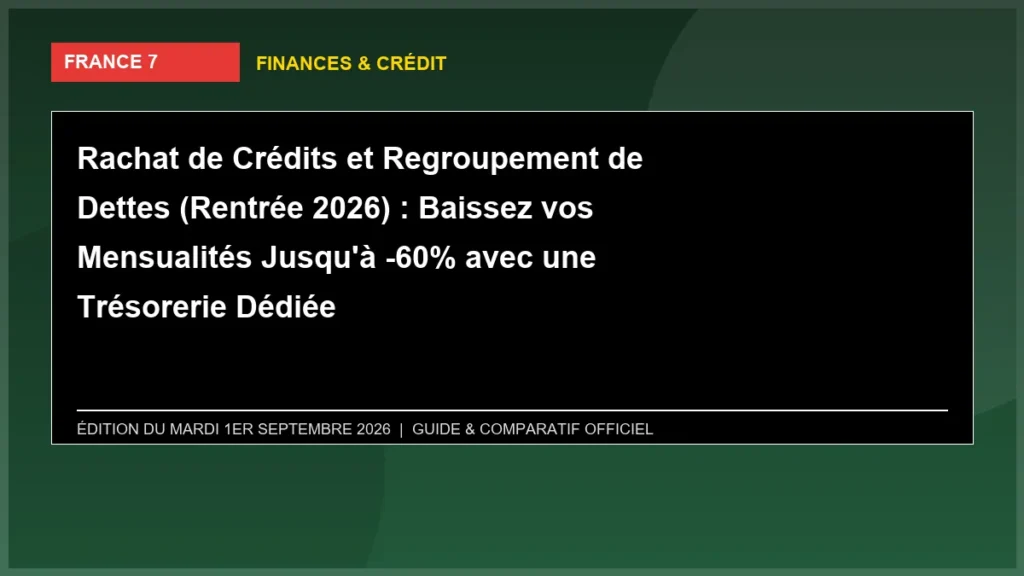 Rachat de Crédits et Regroupement de Dettes (Rentrée 2026) : Baissez vos Mensualités Jusqu'à -60% avec une Trésorerie Dédiée