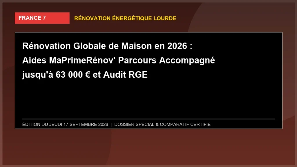 Rénovation Globale de Maison en 2026 : Aides MaPrimeRénov' Parcours Accompagné jusqu'à 63 000 € et Audit RGE