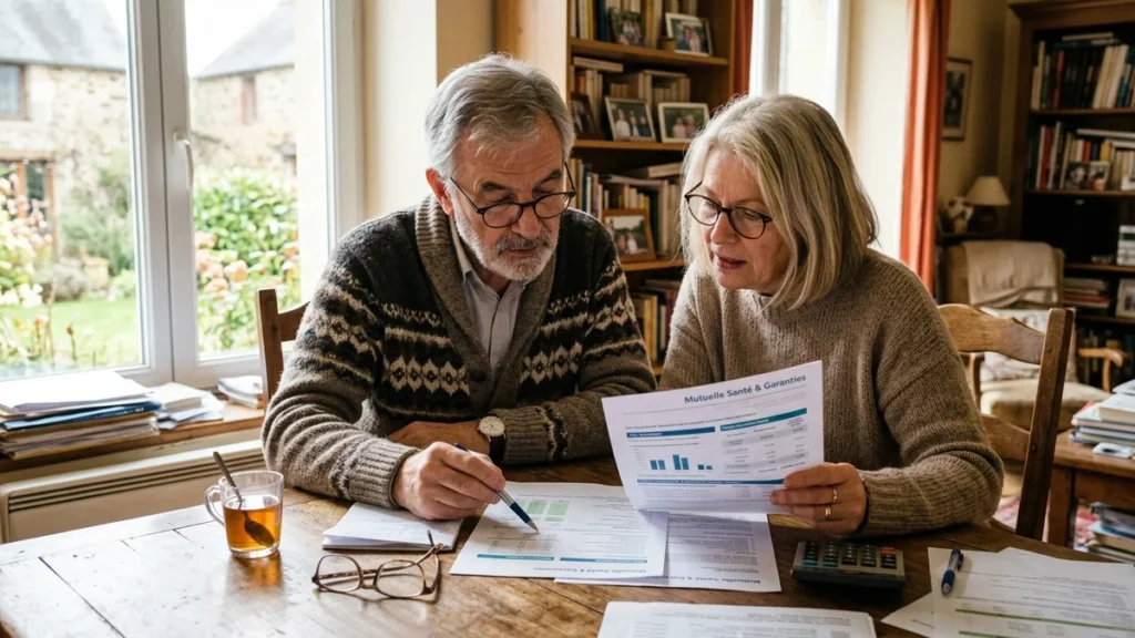 Couple de personnes âgées sereines dans un intérieur confortable et chaleureux